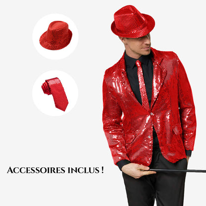 Déguisement homme à paillettes rouges