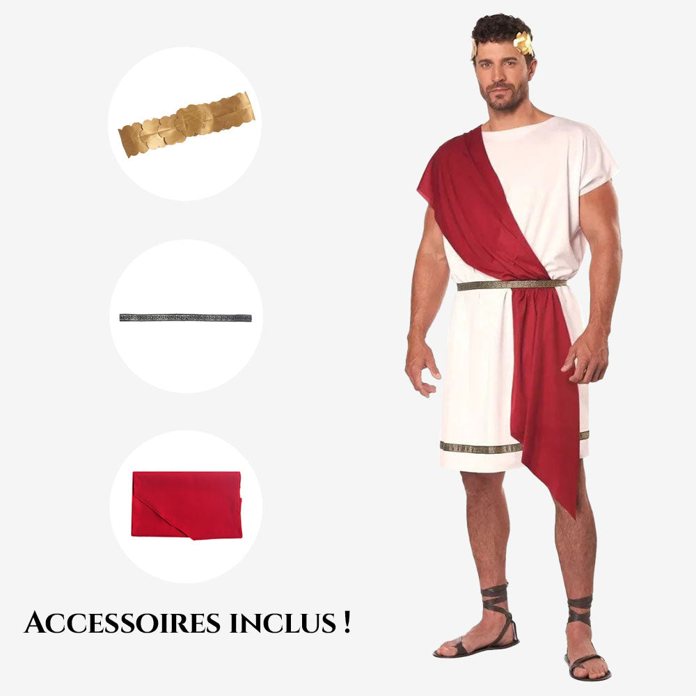 Déguisement Romain Homme avec Toge Rouge