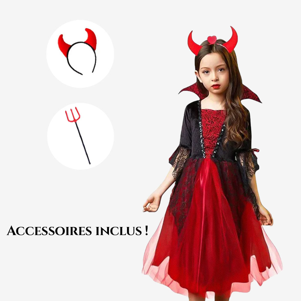 Déguisement de petite diablesse rouge et noire