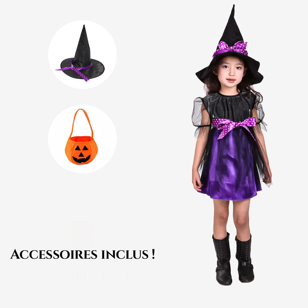 Déguisement sorcière violette  avec chapeau