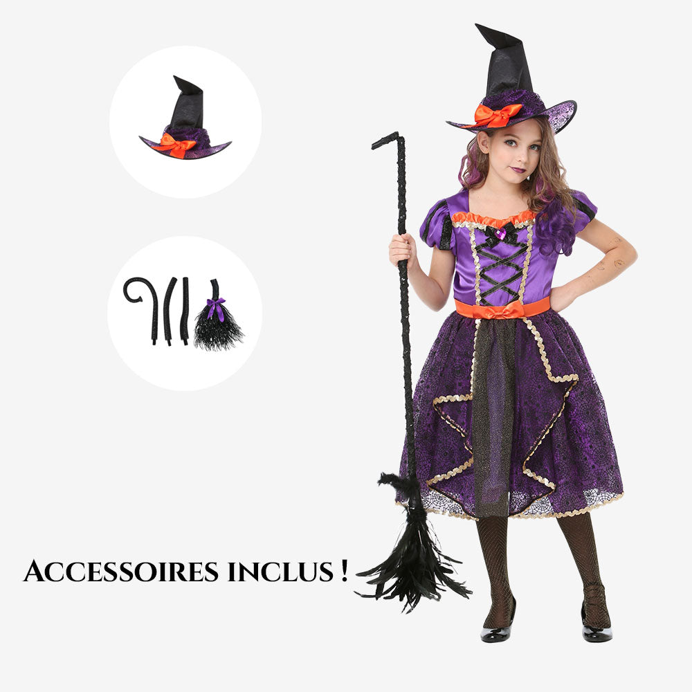 Costume de sorcière violette pour fille