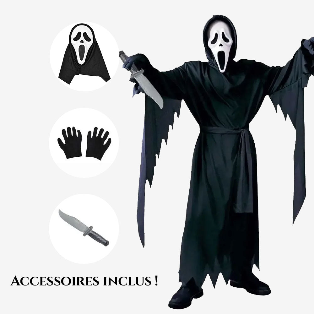 Déguisement spectre noir à capuche enfant