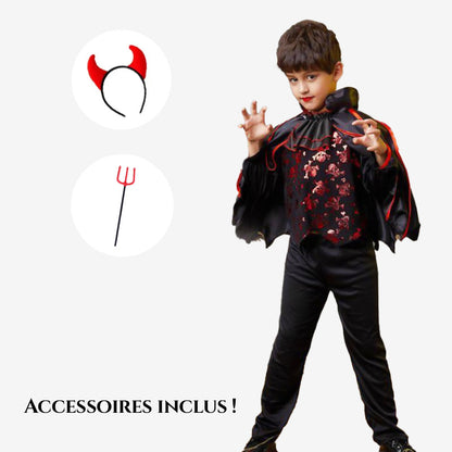 Déguisement de petit diable rouge et noir