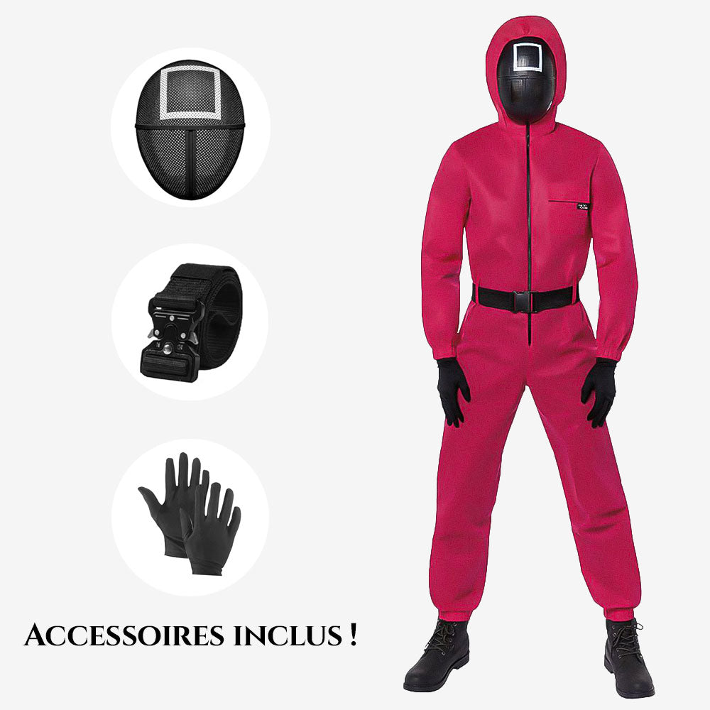 Combinaison rouge avec masque pour homme