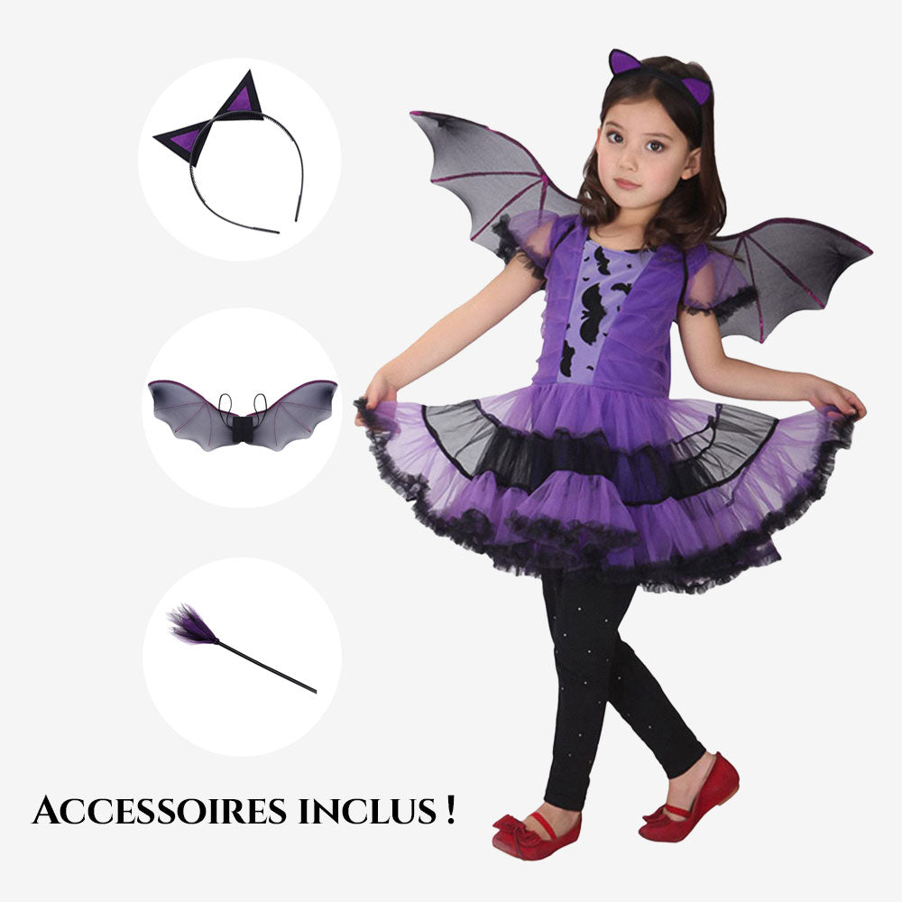 Déguisement de petite chauve-souris violette
