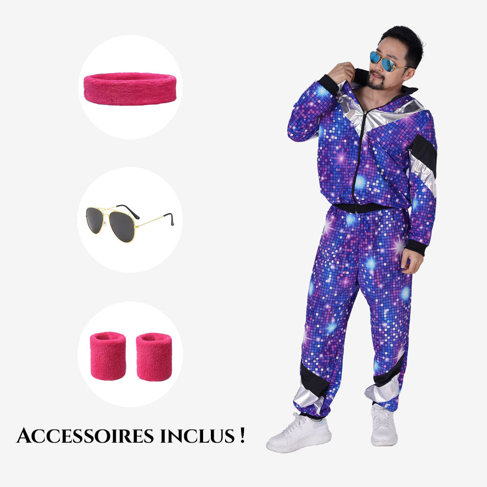Costume Homme Disco Violet Galaxy