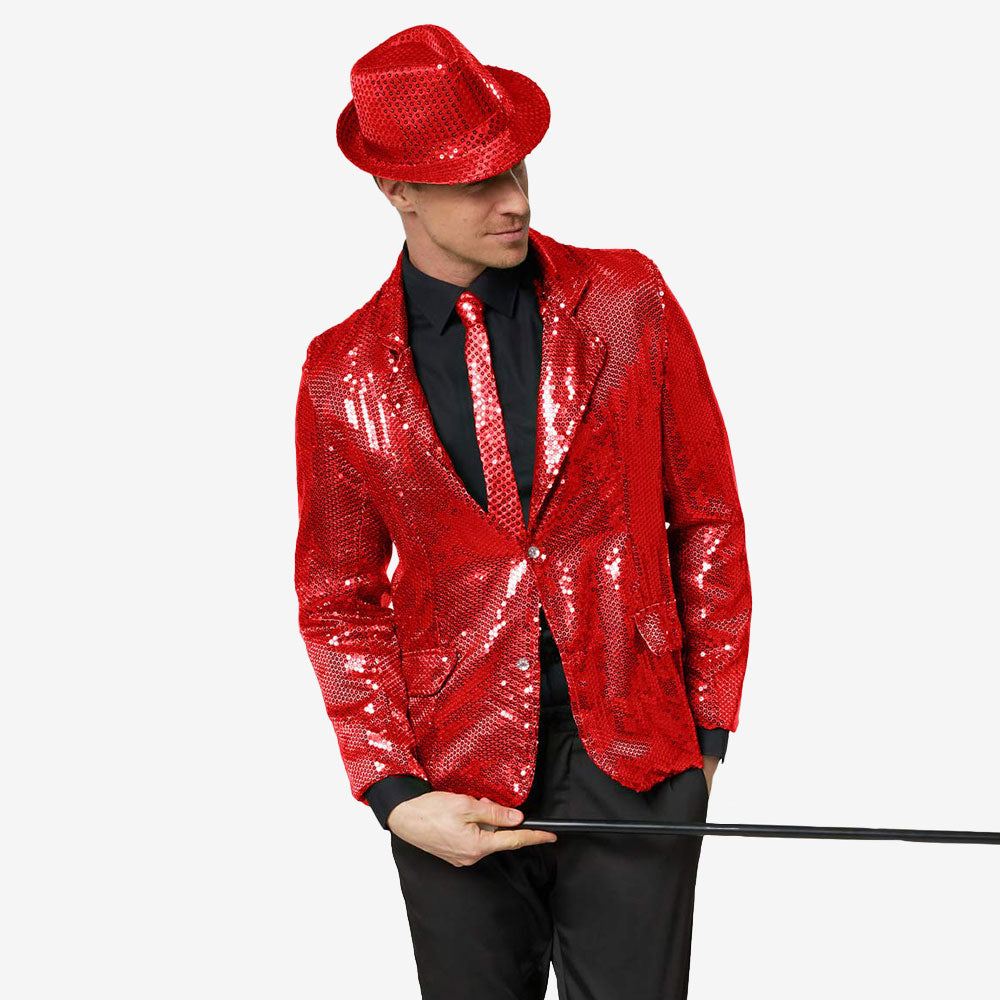 Déguisement homme à paillettes rouges