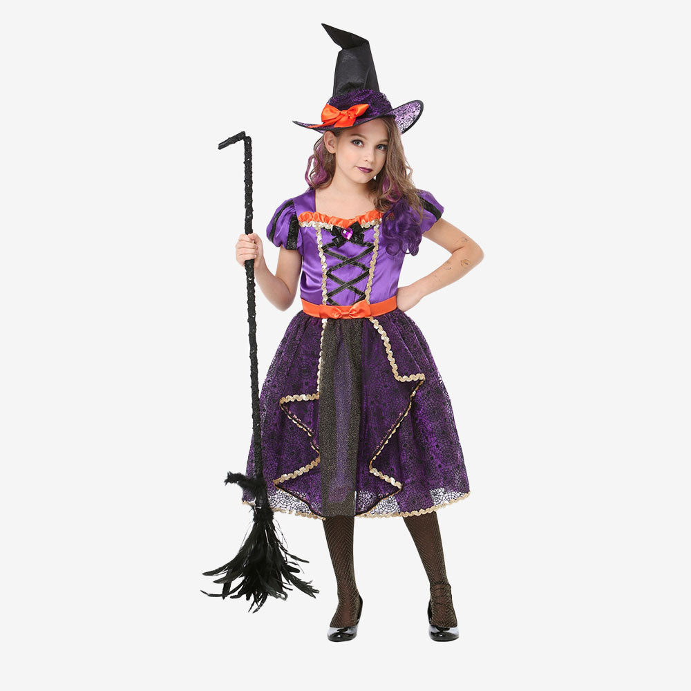 Costume de sorcière violette pour fille
