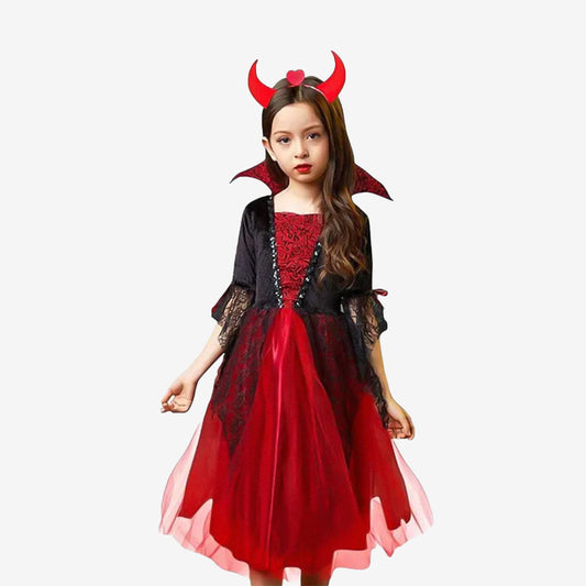 Déguisement de petite diablesse rouge et noire