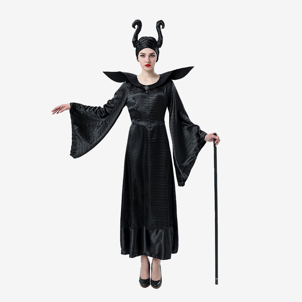 Déguisement sorcière noire à cornes