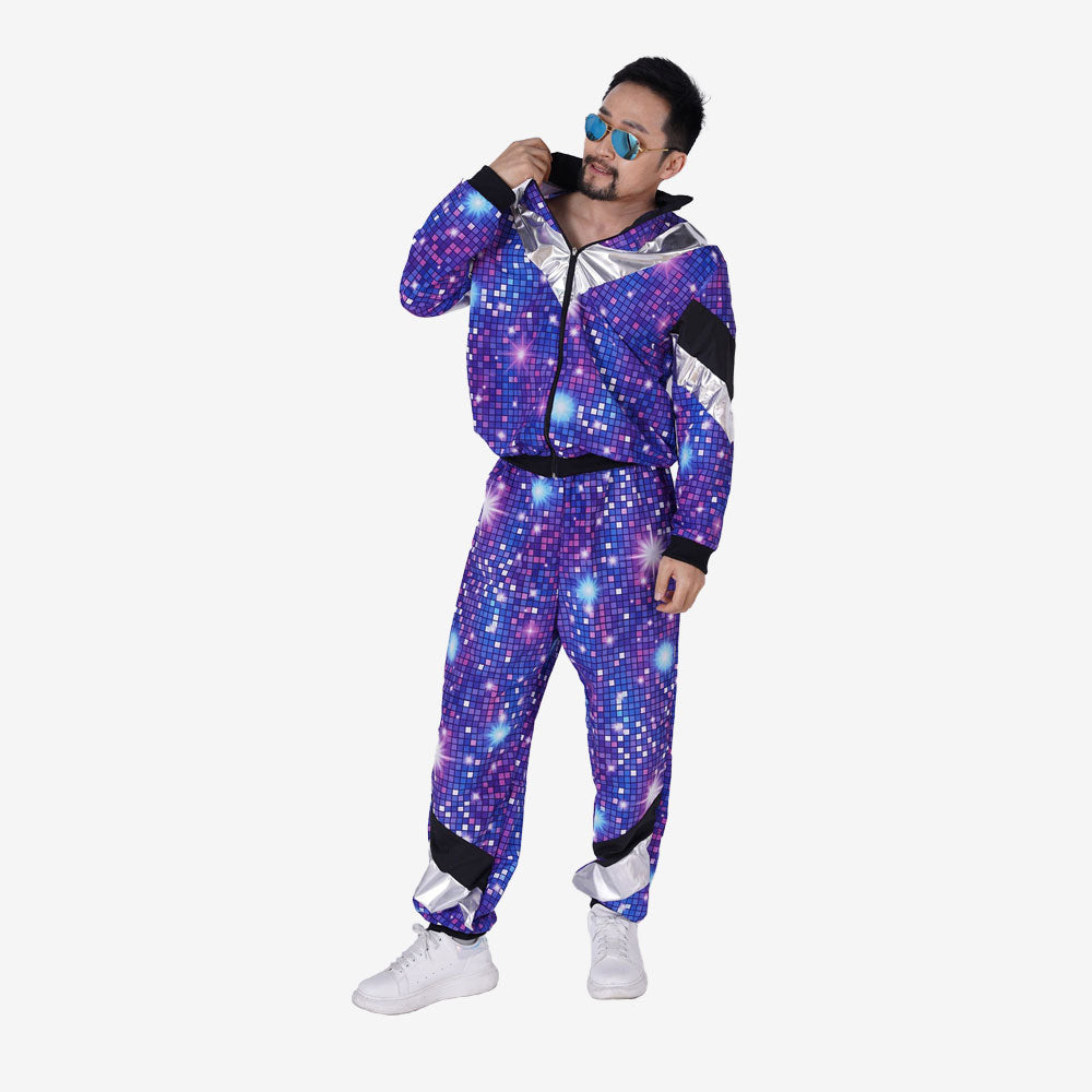 Costume Homme Disco Violet Galaxy