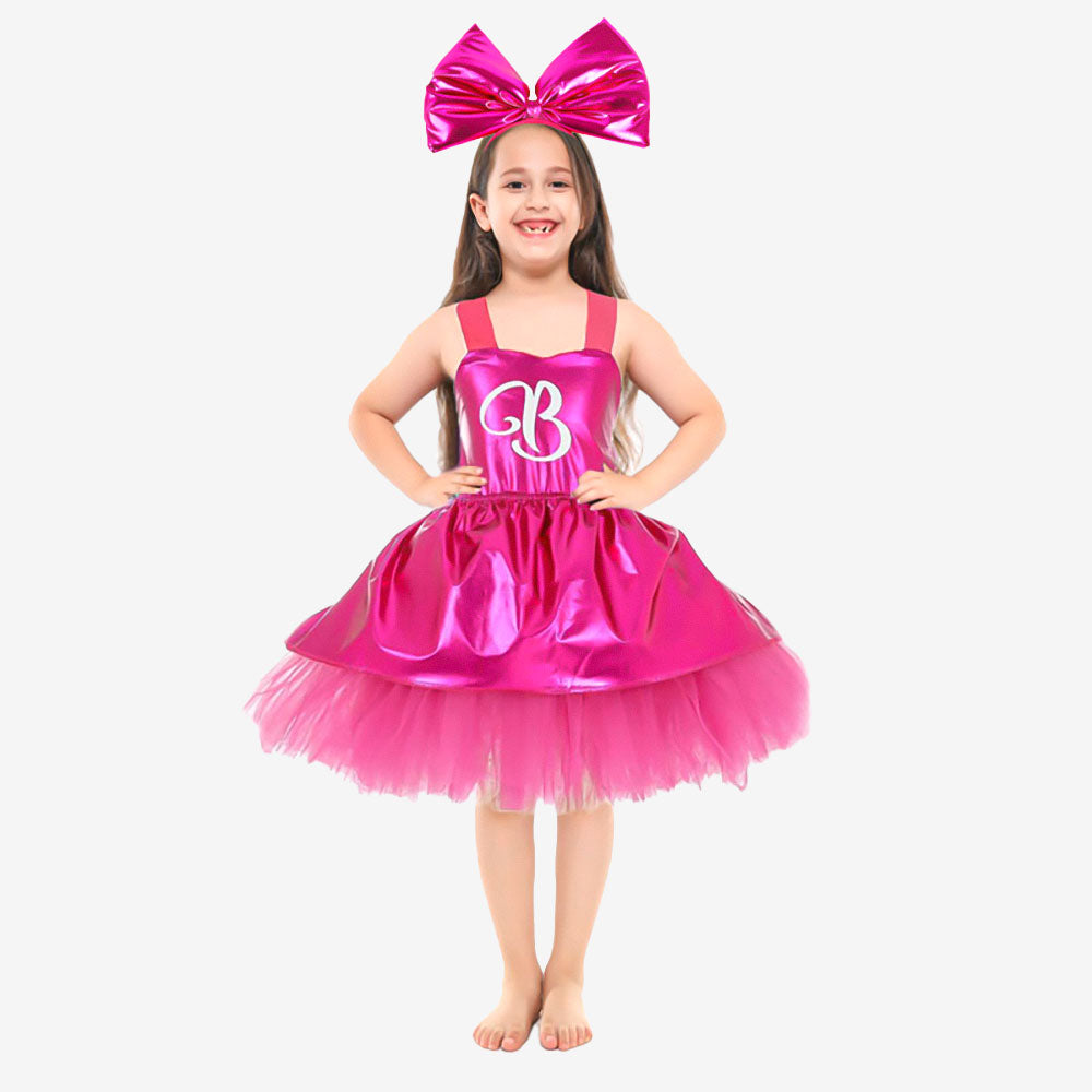 Robe de Poupée rose métallisée