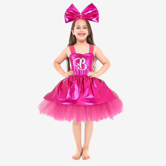 Robe de Poupée rose métallisée