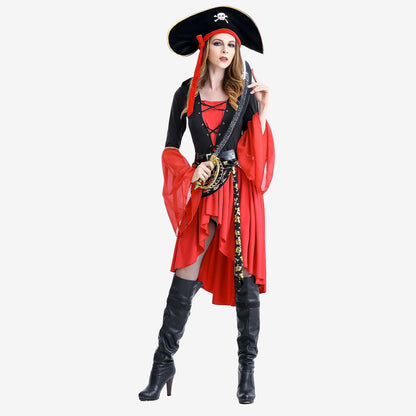 Déguisement Pirate Femme Rouge et Noir