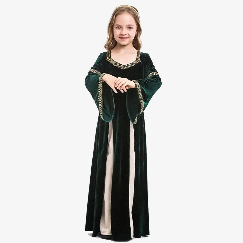 Déguisement médiéval vert pour fille