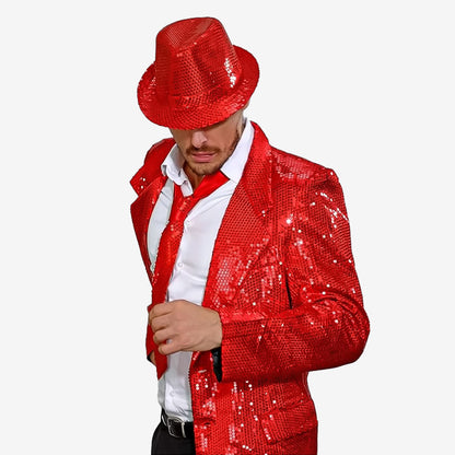 Déguisement homme à paillettes rouges