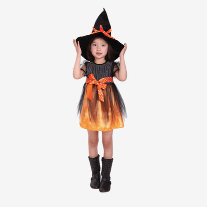 Déguisement sorcière orange avec chapeau