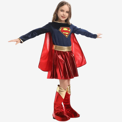 Costume de super-héroïne bleu pour fille