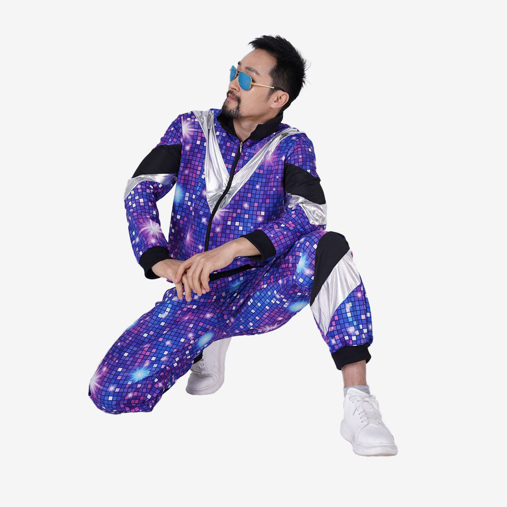 Costume Homme Disco Violet Galaxy