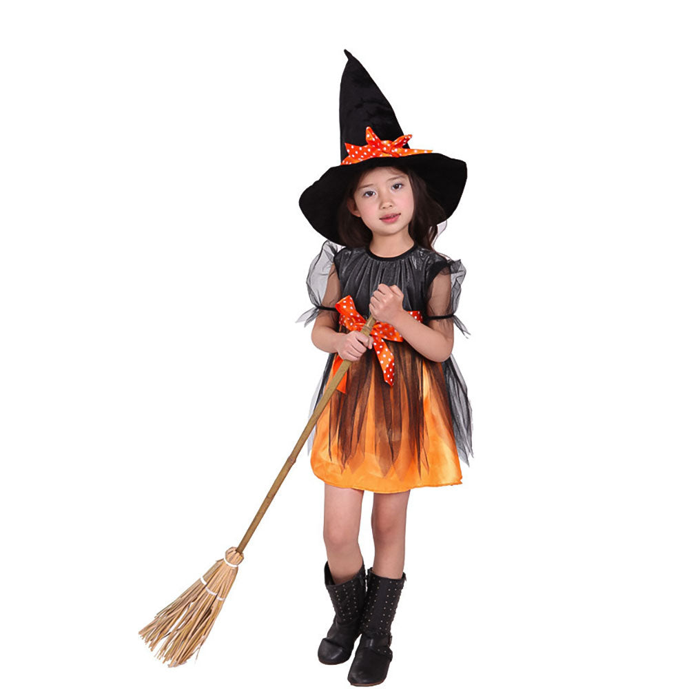 Déguisement sorcière orange avec chapeau