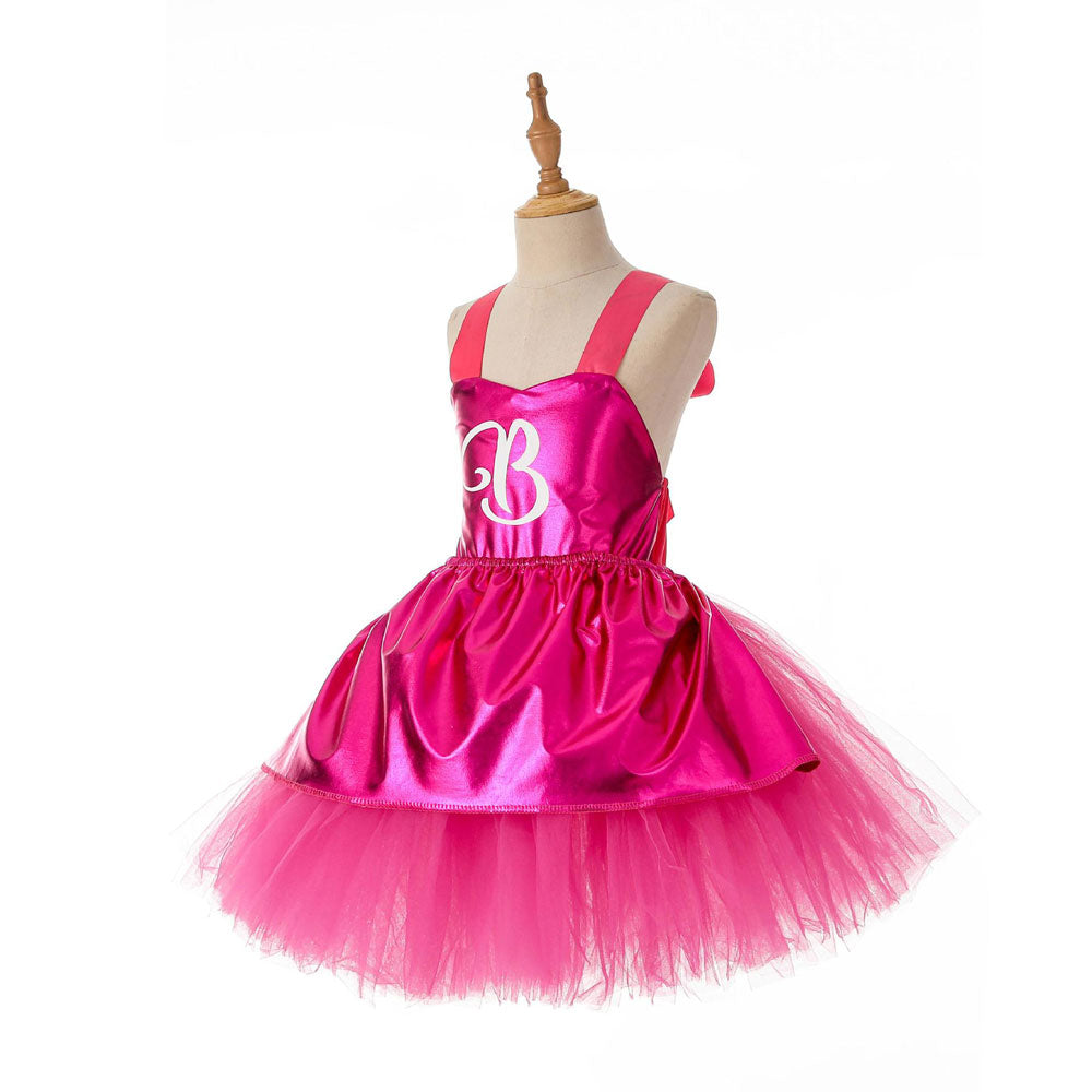 Robe de Poupée rose métallisée