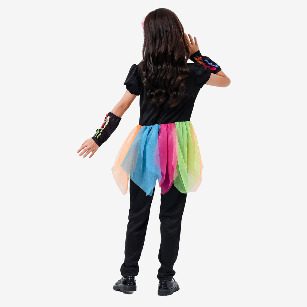 Déguisement squelette multicolore fille