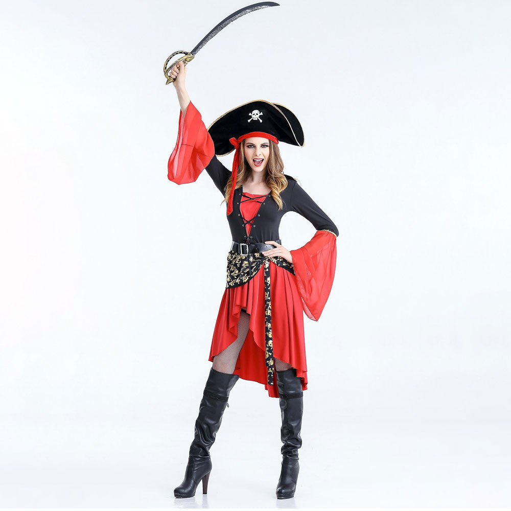 Déguisement Pirate Femme Rouge et Noir