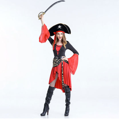 Déguisement Pirate Femme Rouge et Noir