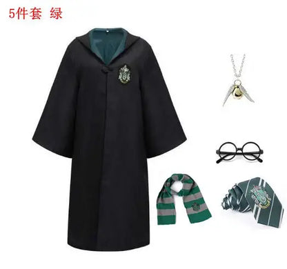 Harryy Potter Character Costume Cape Tie Hufflepuff Slytherin Cape Hermione Ron School Uniform Adult Children Halloween Cosplay