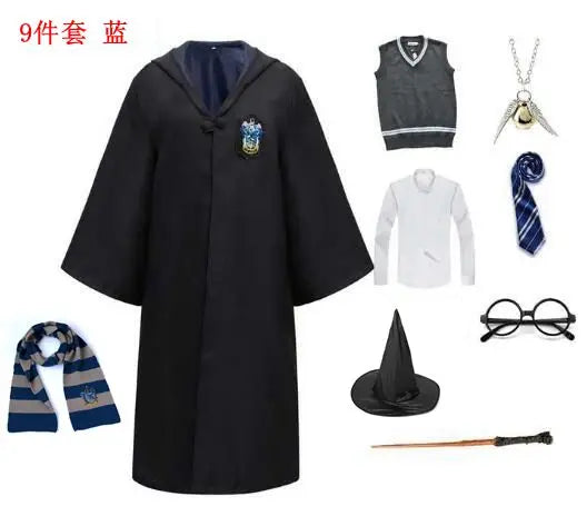 Harryy Potter Character Costume Cape Tie Hufflepuff Slytherin Cape Hermione Ron School Uniform Adult Children Halloween Cosplay