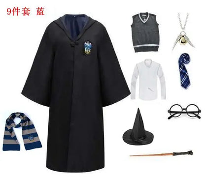 Harryy Potter Character Costume Cape Tie Hufflepuff Slytherin Cape Hermione Ron School Uniform Adult Children Halloween Cosplay