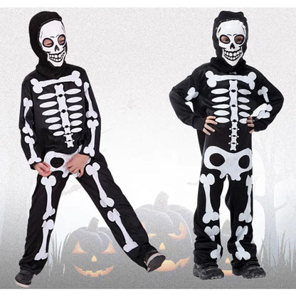 Umorden Halloween Schedel Skelet Kostuums Kids Kind Enge Duivel Grim Reaper Kostuum voor Jongens Meisjes Dag van de Dode Fancy Dress