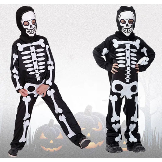 Umorden Halloween Schedel Skelet Kostuums Kids Kind Enge Duivel Grim Reaper Kostuum voor Jongens Meisjes Dag van de Dode Fancy Dress