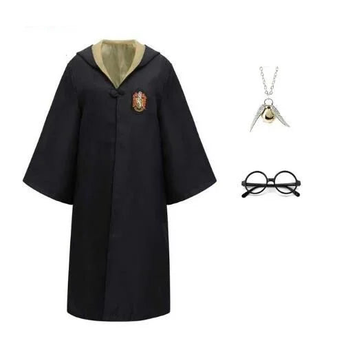 Harryy Potter Character Costume Cape Tie Hufflepuff Slytherin Cape Hermione Ron School Uniform Adult Children Halloween Cosplay