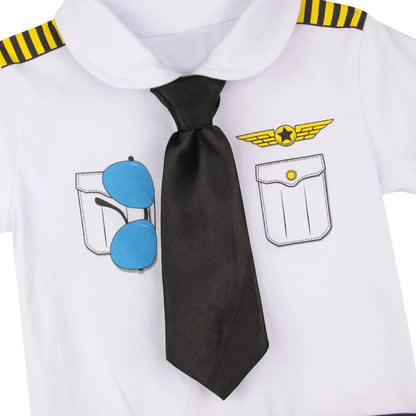 Barboteuse de pilote pour bébés garçons, tenues d'halloween, combinaison Cosplay pour nourrissons, ensembles de vêtements pour tout-petits avec chapeau à cravate, tenues pour nouveau-nés