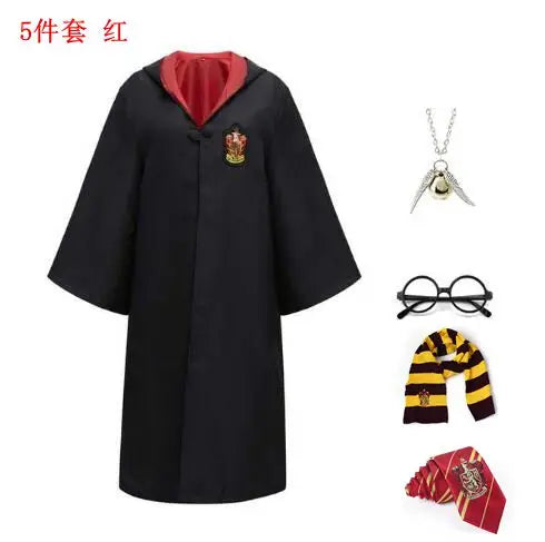 Harryy Potter Character Costume Cape Tie Hufflepuff Slytherin Cape Hermione Ron School Uniform Adult Children Halloween Cosplay