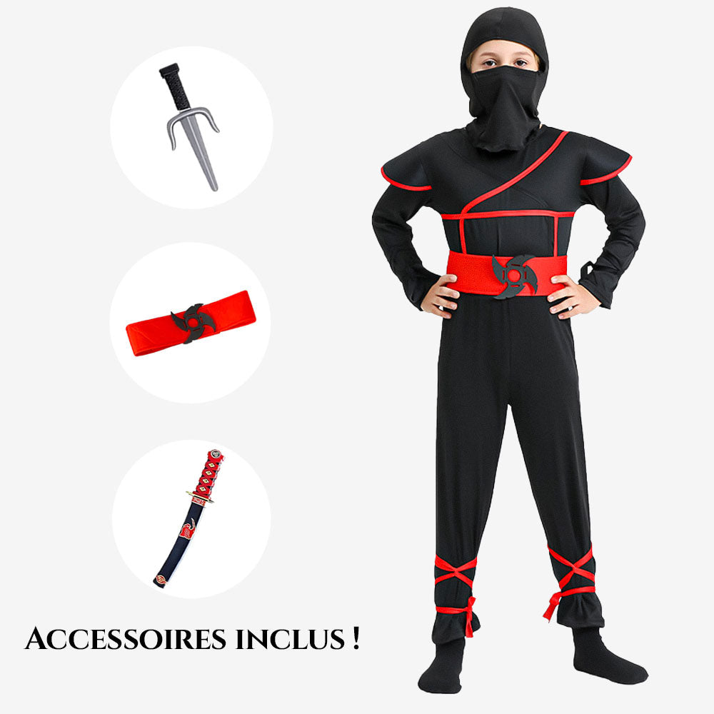 Déguisement enfant ninja rouge et noir