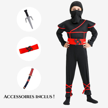 Déguisement enfant ninja rouge et noir
