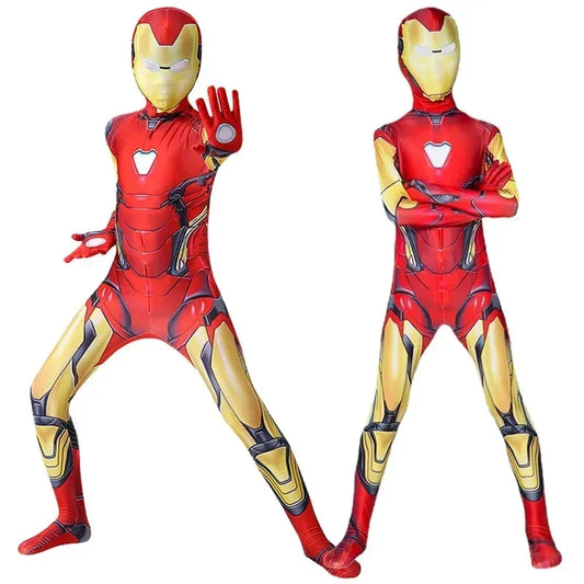 2025 Anime Iron Man Cosplay Kostuum Superheld Iron Man Jongens Meisjes Jumpsuit Mantel Outfit Halloween Carnaval Kostuums Jumpsuits