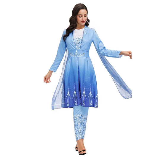 Halloween Carnaval Purim Masquerade Party Frozen Princess Cos Sneeuwkoningin volwassen Elsa kostuum of pruik