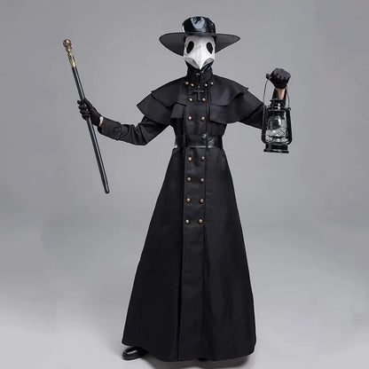 Halloween Middeleeuwse Capuchon Gewaad Plague Doctor Kostuum Masker Hoed voor Mannen Monnik Cosplay Steampunk Priester Horror Tovenaarsmantel Cape 5XL
