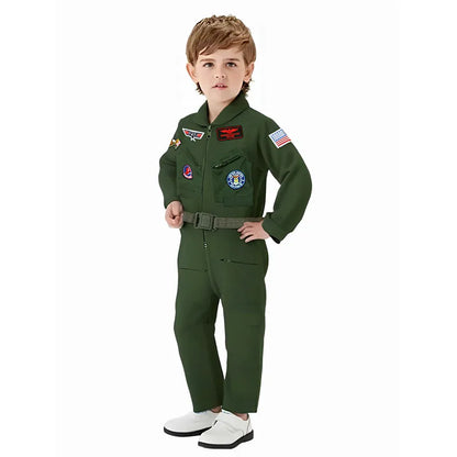 L'aventure attend avec notre combinaison pilote brodée et ceinture, Costumes de gymnastique scolaire pour les fêtes habillées de vacances