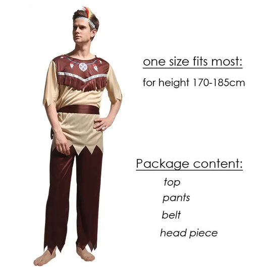 Costume indien amérindien des cavernes homme primitif pour hommes femmes Couple Halloween pourim Thanksgiving Day Fantasia Umorden