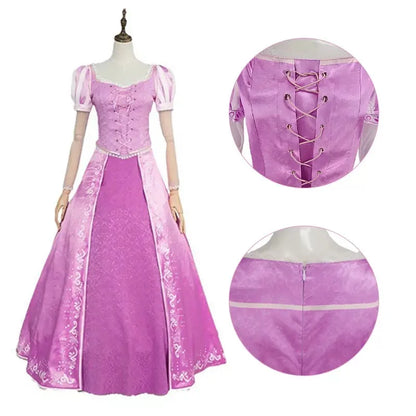 Tangled Rapunzel Cosplay Kostuum Volwassen Vrouwen Prinses Paarse Jurk Outfit Halloween Carnaval Party Kleding Pruik voor Volwassen