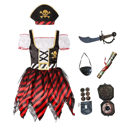 Robe de princesse imprimée avec chapeau, costume de luxe, pièce d'or, épée, jouets, accessoires, cadeau, 3-12 ans