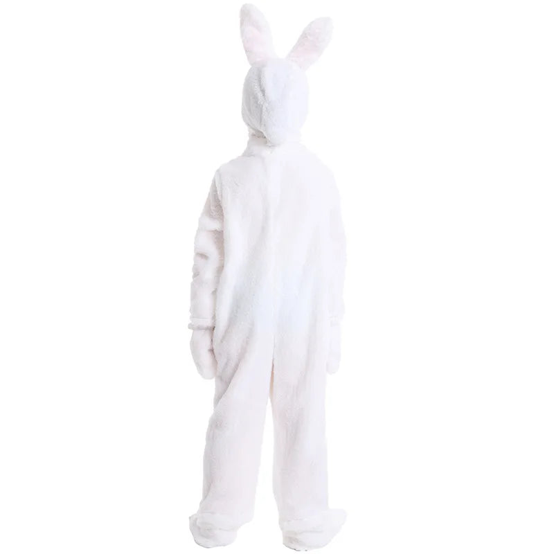 Konijn Cosplay Kostuum Meisjes Jongens Harige Leuke Kleine Witte Konijn Bunny Kostuum Halloween Carnaval Outfit Kids Jumpsuit Pyjama