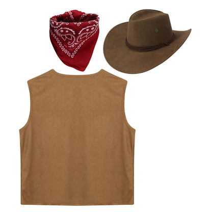 Heupvest Suède jas met franjes Mouwloos vest met kwastjes Klinknagels Voor open Cowboykostuum Carnaval Halloween Heren Vintage