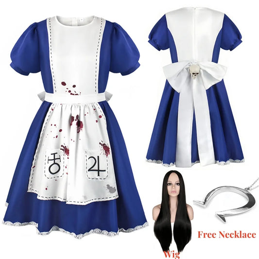 Anime Alice Prinses Jurk Meid Schort Jurk Spel Madness Returns Alice Cosplay Kostuum Voor Vrouwen Meisjes Halloween Party