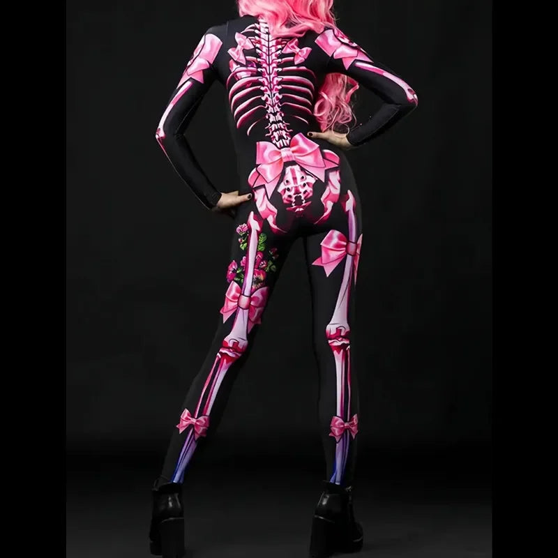 Fête sur le thème de la maison hantée d'Halloween pour filles, manches longues, squelette de dessin animé pour dames avec support imprimé graphique cœur et crânes
