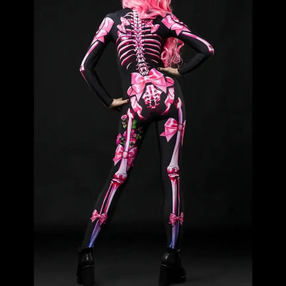 Fête sur le thème de la maison hantée d'Halloween pour filles, manches longues, squelette de dessin animé pour dames avec support imprimé graphique cœur et crânes